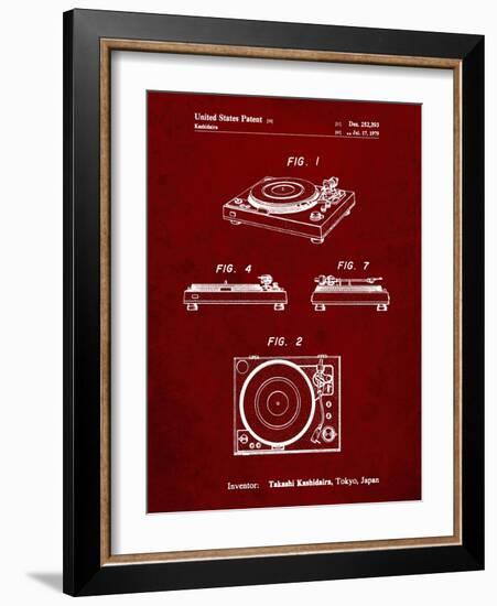 PP1028-Burgundy Sansui Turntable 1979 Patent Poster-Cole Borders-Framed Giclee Print