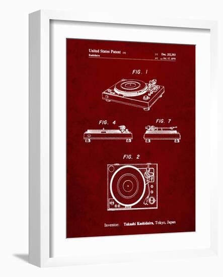 PP1028-Burgundy Sansui Turntable 1979 Patent Poster-Cole Borders-Framed Giclee Print