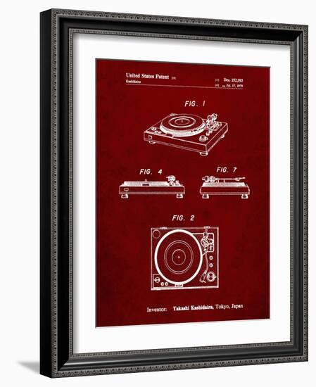 PP1028-Burgundy Sansui Turntable 1979 Patent Poster-Cole Borders-Framed Giclee Print