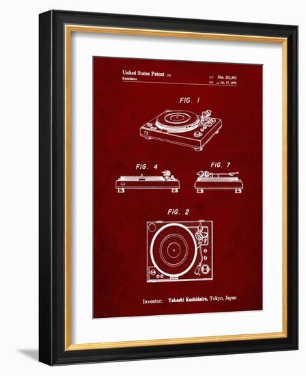 PP1028-Burgundy Sansui Turntable 1979 Patent Poster-Cole Borders-Framed Giclee Print