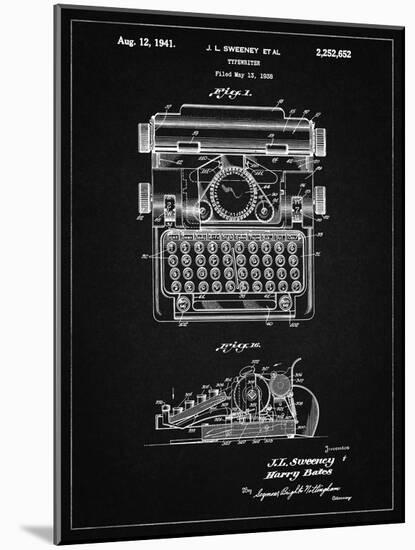 PP1029-Vintage Black School Typewriter Patent Poster-Cole Borders-Mounted Giclee Print