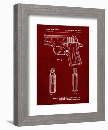 PP1034-Burgundy Sig Sauer P220 Pistol Patent Poster-Cole Borders-Framed Giclee Print