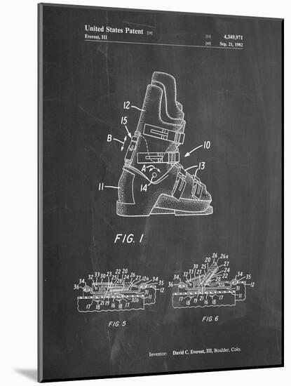 PP1037-Chalkboard Ski Boots Patent Poster-Cole Borders-Mounted Giclee Print