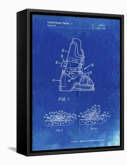 PP1037-Faded Blueprint Ski Boots Patent Poster-Cole Borders-Framed Premier Image Canvas