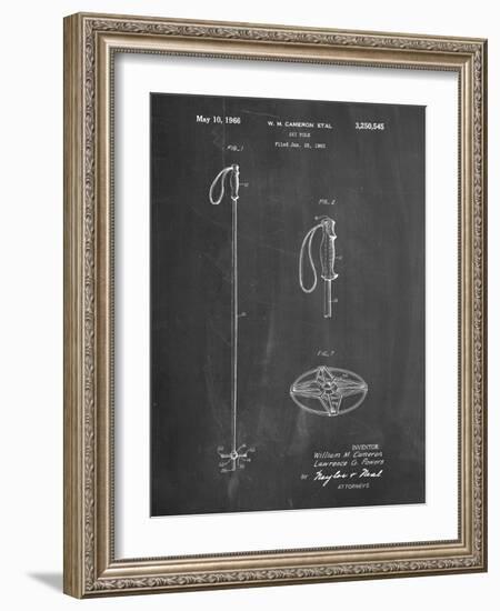 PP1038-Chalkboard Ski Pole Patent Poster-Cole Borders-Framed Giclee Print