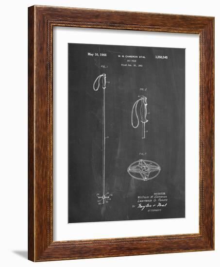 PP1038-Chalkboard Ski Pole Patent Poster-Cole Borders-Framed Giclee Print