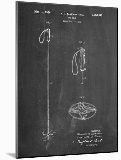 PP1038-Chalkboard Ski Pole Patent Poster-Cole Borders-Mounted Giclee Print