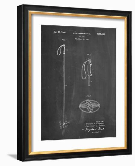 PP1038-Chalkboard Ski Pole Patent Poster-Cole Borders-Framed Giclee Print