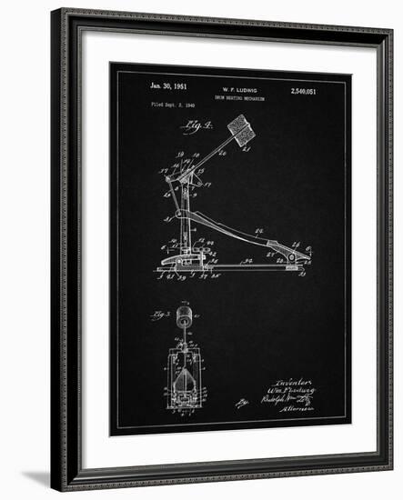 PP104-Vintage Black Drum Kick Pedal Poster-Cole Borders-Framed Giclee Print