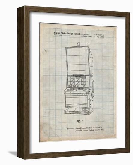 PP1043-Antique Grid Parchment Slot Machine Patent Poster-Cole Borders-Framed Giclee Print