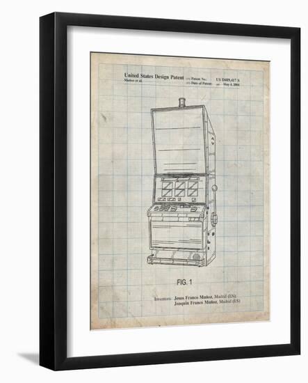 PP1043-Antique Grid Parchment Slot Machine Patent Poster-Cole Borders-Framed Giclee Print