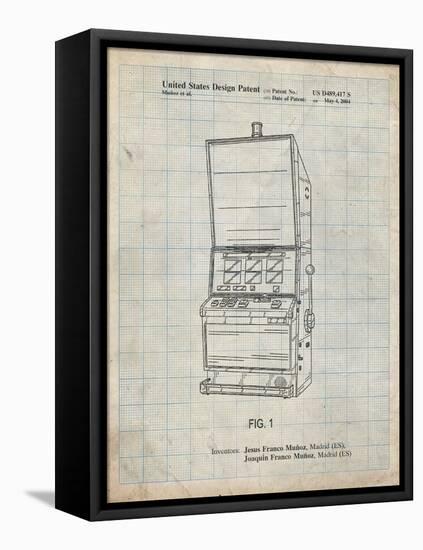 PP1043-Antique Grid Parchment Slot Machine Patent Poster-Cole Borders-Framed Premier Image Canvas