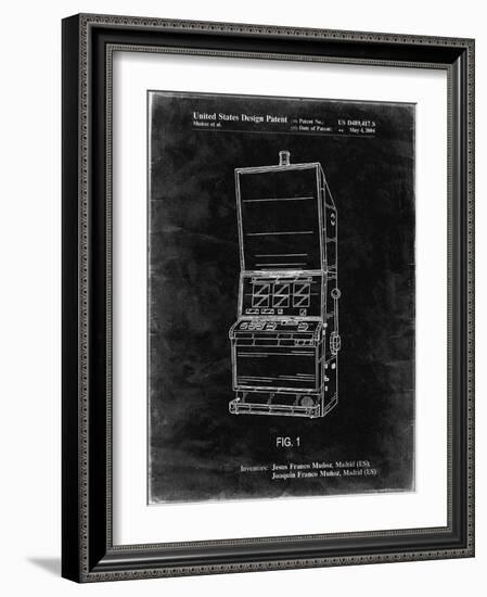 PP1043-Black Grunge Slot Machine Patent Poster-Cole Borders-Framed Giclee Print