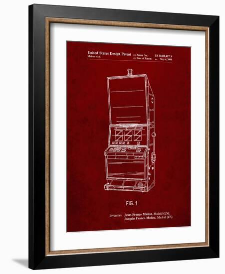 PP1043-Burgundy Slot Machine Patent Poster-Cole Borders-Framed Giclee Print