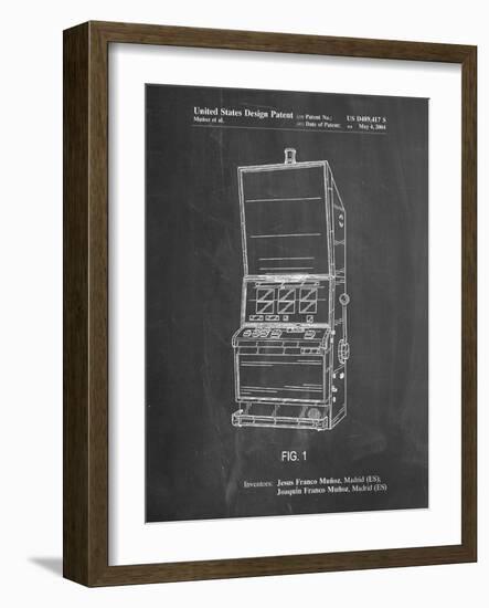 PP1043-Chalkboard Slot Machine Patent Poster-Cole Borders-Framed Giclee Print