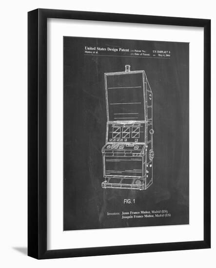 PP1043-Chalkboard Slot Machine Patent Poster-Cole Borders-Framed Giclee Print