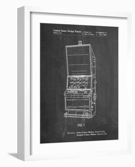 PP1043-Chalkboard Slot Machine Patent Poster-Cole Borders-Framed Giclee Print