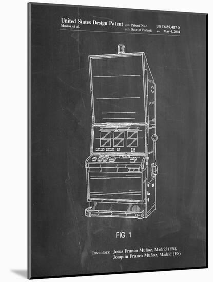 PP1043-Chalkboard Slot Machine Patent Poster-Cole Borders-Mounted Giclee Print