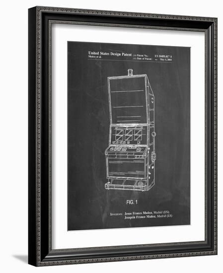 PP1043-Chalkboard Slot Machine Patent Poster-Cole Borders-Framed Giclee Print