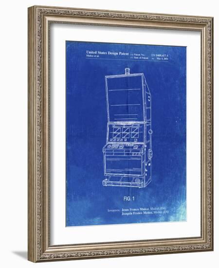 PP1043-Faded Blueprint Slot Machine Patent Poster-Cole Borders-Framed Giclee Print