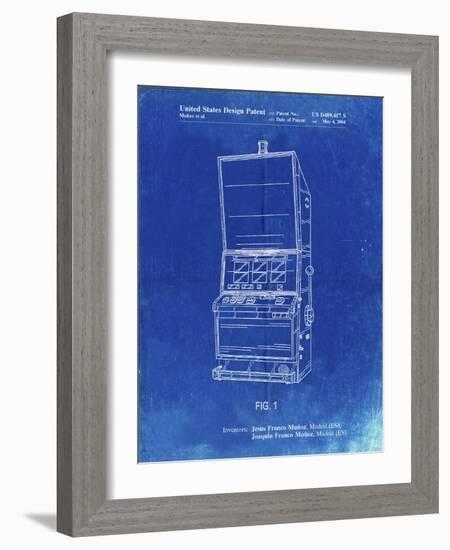 PP1043-Faded Blueprint Slot Machine Patent Poster-Cole Borders-Framed Giclee Print