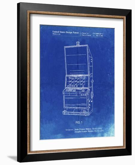 PP1043-Faded Blueprint Slot Machine Patent Poster-Cole Borders-Framed Giclee Print