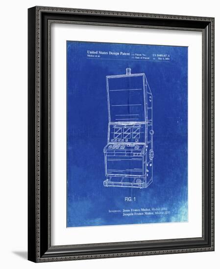 PP1043-Faded Blueprint Slot Machine Patent Poster-Cole Borders-Framed Giclee Print