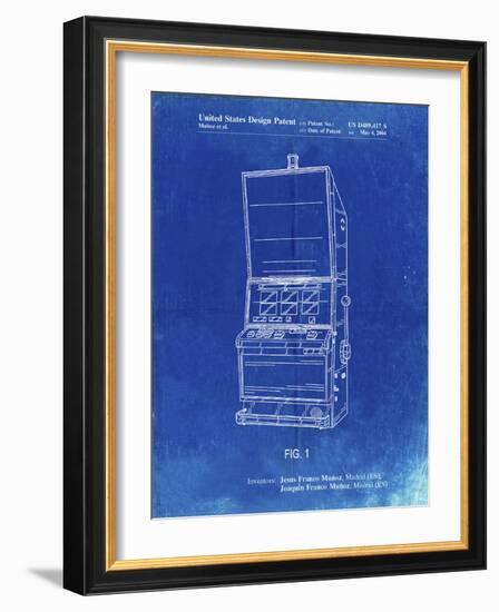 PP1043-Faded Blueprint Slot Machine Patent Poster-Cole Borders-Framed Giclee Print