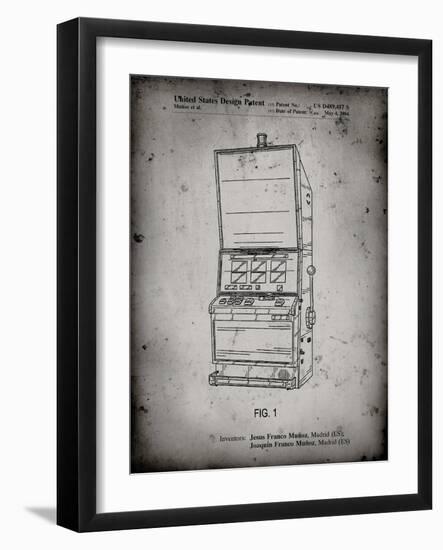 PP1043-Faded Grey Slot Machine Patent Poster-Cole Borders-Framed Giclee Print