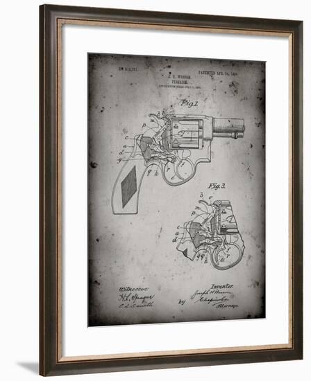 PP1044-Faded Grey Smith and Wesson Revolver Pistol-Cole Borders-Framed Giclee Print