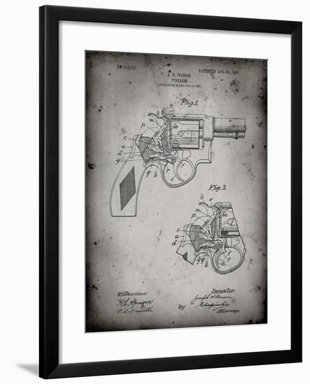 PP1044-Faded Grey Smith and Wesson Revolver Pistol-Cole Borders-Framed Giclee Print