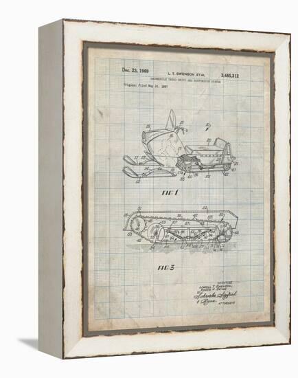 PP1046-Antique Grid Parchment Snow Mobile Patent Poster-Cole Borders-Framed Premier Image Canvas