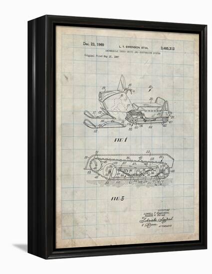 PP1046-Antique Grid Parchment Snow Mobile Patent Poster-Cole Borders-Framed Premier Image Canvas