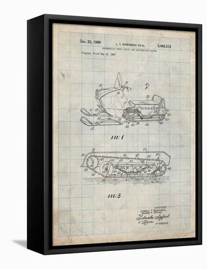 PP1046-Antique Grid Parchment Snow Mobile Patent Poster-Cole Borders-Framed Premier Image Canvas