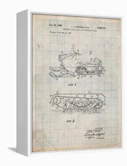 PP1046-Antique Grid Parchment Snow Mobile Patent Poster-Cole Borders-Framed Premier Image Canvas