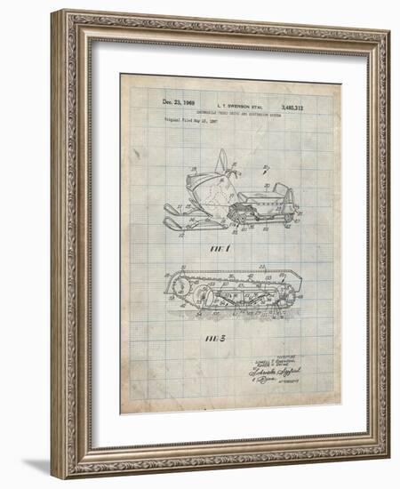 PP1046-Antique Grid Parchment Snow Mobile Patent Poster-Cole Borders-Framed Giclee Print
