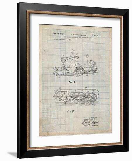 PP1046-Antique Grid Parchment Snow Mobile Patent Poster-Cole Borders-Framed Giclee Print