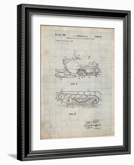 PP1046-Antique Grid Parchment Snow Mobile Patent Poster-Cole Borders-Framed Giclee Print