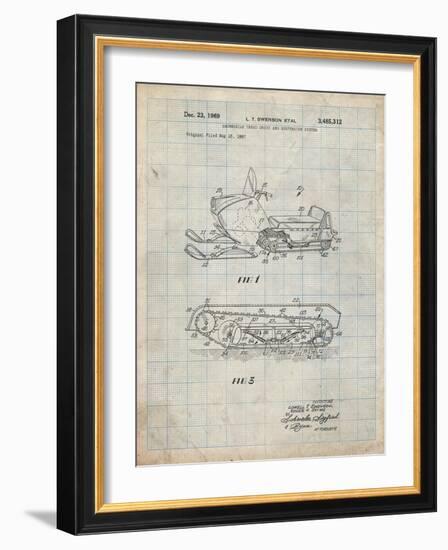 PP1046-Antique Grid Parchment Snow Mobile Patent Poster-Cole Borders-Framed Giclee Print