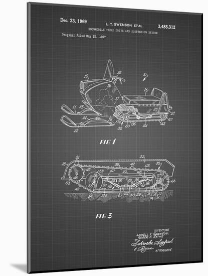 PP1046-Black Grid Snow Mobile Patent Poster-Cole Borders-Mounted Giclee Print