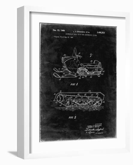 PP1046-Black Grunge Snow Mobile Patent Poster-Cole Borders-Framed Giclee Print