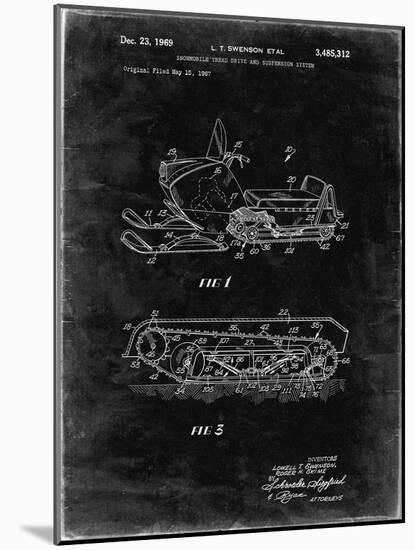 PP1046-Black Grunge Snow Mobile Patent Poster-Cole Borders-Mounted Giclee Print