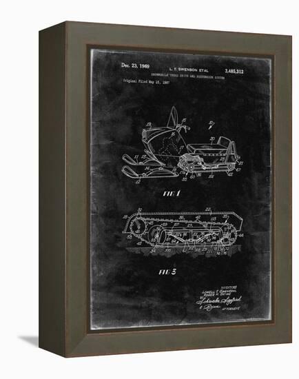 PP1046-Black Grunge Snow Mobile Patent Poster-Cole Borders-Framed Premier Image Canvas