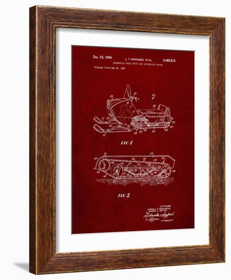 PP1046-Burgundy Snow Mobile Patent Poster-Cole Borders-Framed Giclee Print