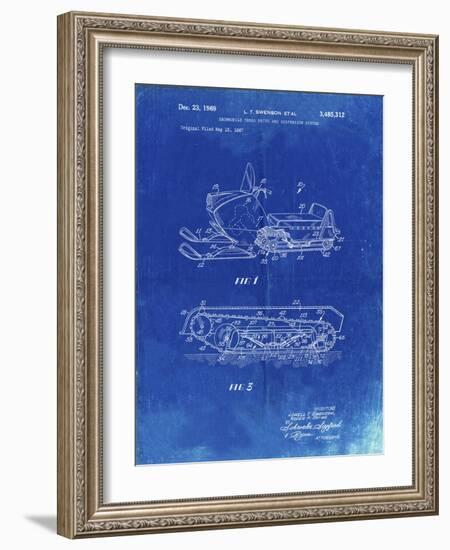 PP1046-Faded Blueprint Snow Mobile Patent Poster-Cole Borders-Framed Giclee Print