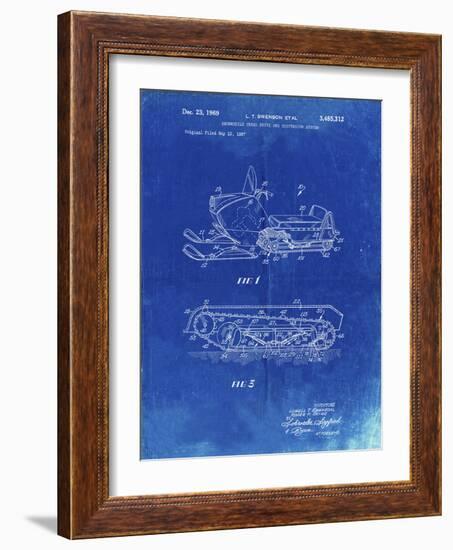 PP1046-Faded Blueprint Snow Mobile Patent Poster-Cole Borders-Framed Giclee Print