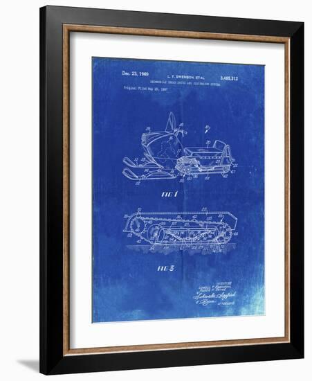 PP1046-Faded Blueprint Snow Mobile Patent Poster-Cole Borders-Framed Giclee Print