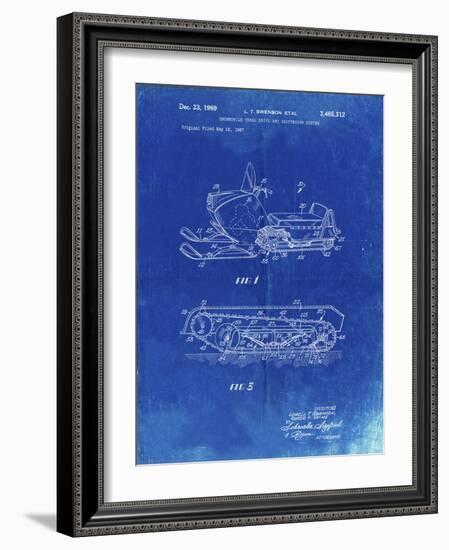 PP1046-Faded Blueprint Snow Mobile Patent Poster-Cole Borders-Framed Giclee Print