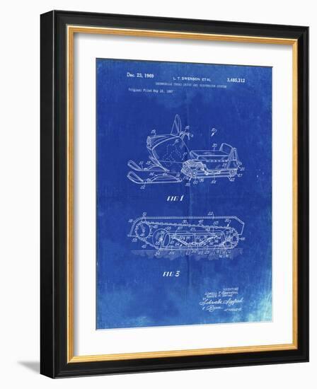 PP1046-Faded Blueprint Snow Mobile Patent Poster-Cole Borders-Framed Giclee Print