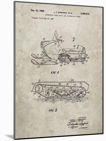 PP1046-Sandstone Snow Mobile Patent Poster-Cole Borders-Mounted Giclee Print